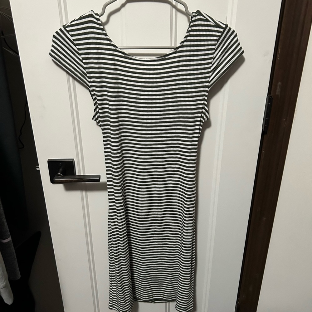 Cute green and white striped wrap dress!
